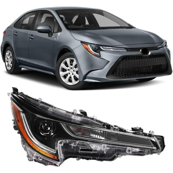 HOUGEET Headlight Fit for Toyota Corolla L LE 2020-2022, Headlamp Assembly Replacement Right Passenger Side
