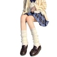 thumbnail image 5 of 1 Pair Leg Warmers Mid Calf Thickened Knitted Lolita Ribbed Keep Warm Solid Color Autumn Winter Women Boot Stoc, 5 of 8