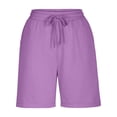 thumbnail image 3 of Tdoqot Womens Bermuda Shorts with Pockets- Trendy Summer Soft Casual Lounge Shorts Purple Size XL, 3 of 6