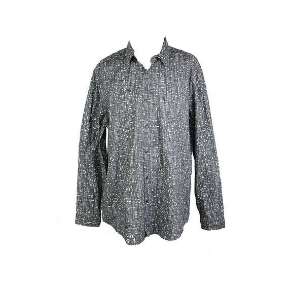 Alfani Mens Grey Printed Long-Sleeve Slim Fit Shirt XXL