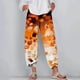 thumbnail image 1 of ICHUANYI Clearance Women's Casual Pocket Slim High Elastic Waist Print Sports Cotton And Linen Pants(Orange, S) ICHUANYI WER2023081207035, 1 of 5