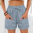 thumbnail image 2 of Shorts for Women 2026 Summer Elastic High Waist Drawstring Wide Leg Relaxed Fit Casual Shorts with Pockets, 2 of 10