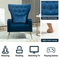 thumbnail image 2 of Tufted Upholstered Velvet Armchair for Living room, Bedroom, Dark Blue, 2 of 6