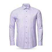 Eton Mens Contemporary Fit Plaid Dress Shirt in Light Pastel Purple Size 17