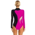thumbnail image 2 of Yartina Women's Rhinestone Ballet Gymnastics Dance Leotard Bodysuit Long Sleeve Figure Skating Dance Black&Rose S, 2 of 6