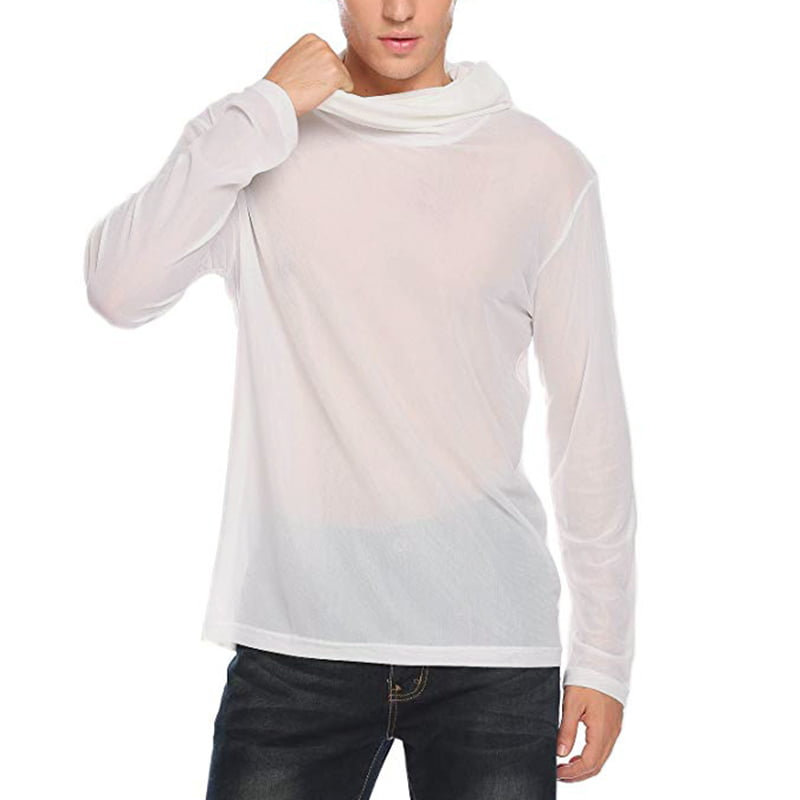 Mens Long Sleeve Mesh Muscle T-shirt Fishnet Sheer Cardigan Jacket Tees Top Club