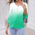 thumbnail image 6 of Up to 65% off! Womens' Fashion 3/4 Sleeve Plus Size Shirts Tops Spring And Summer Gradient Printed Top Collar Button Sexy Shirt 3/4 Sleeve Long Sleeve V Neck Top/Shirt, 6 of 7