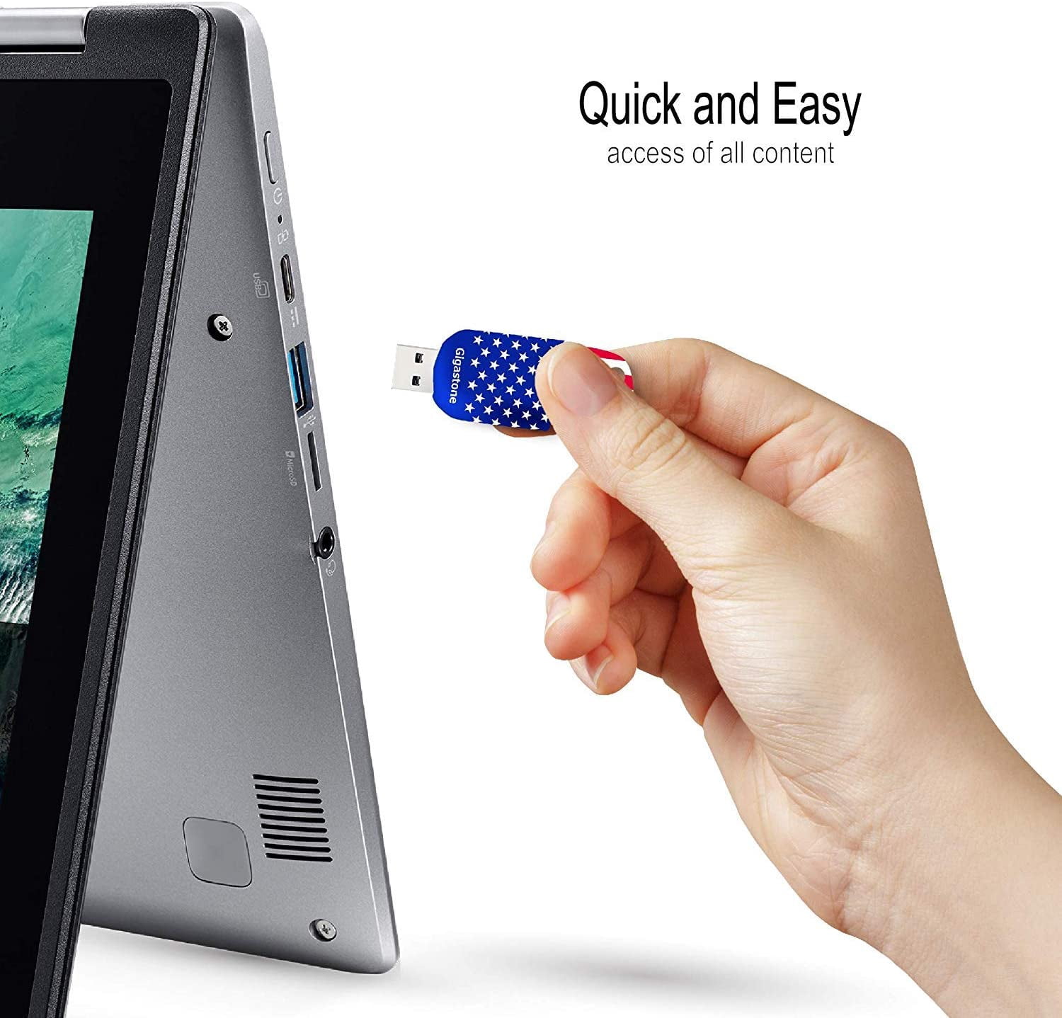 Gigastone V10 32GB 4-Pack USB2.0 Flash Drive, American Patriot Style, Capless Retractable Design Pen Drive