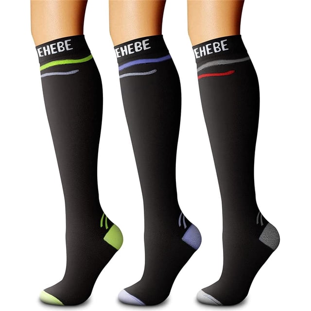 CHARMKING Calcetines de compresión para la circulación de mujeres y hombres (3 pares) 15-20 mmHg es el mejor soporte para correr atlético y ciclismo