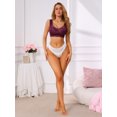 thumbnail image 2 of INSPIRE CHIC Women's Plunge Lace Wireless Push Up Pullover Bra Full Coverage Anti-Sagging Wide Strap Everyday Bras L Purple, 2 of 4