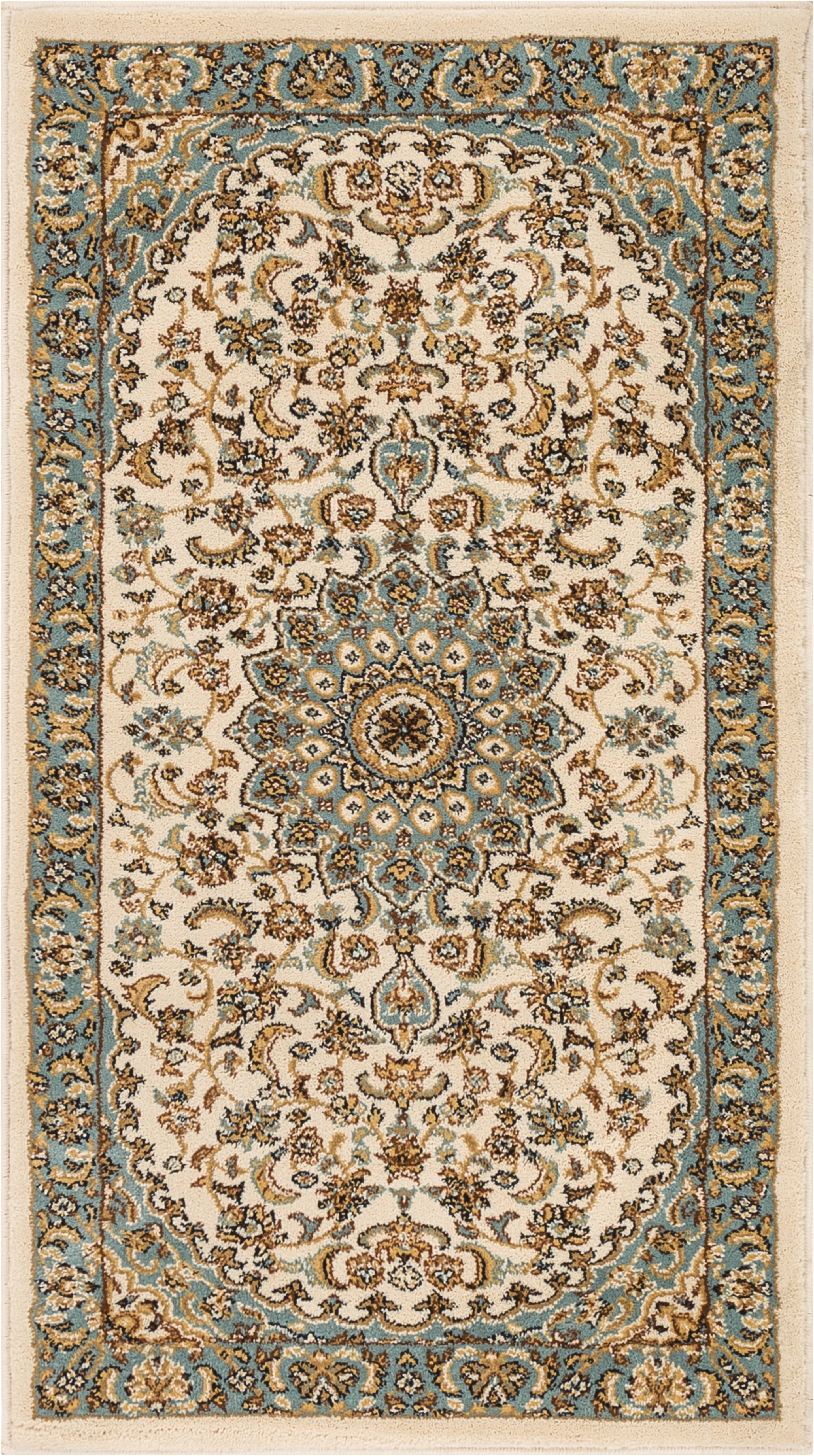 Sultan Medallion Ivory / Blue Oriental 2x4 (2'3" x 3'11") Area Rug