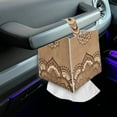 thumbnail image 6 of Psesaysky Waterproof Tissue Box Cover Square, Brown Boho Mandala PU Leather Tissue Box Holders, Fashion Facial Paper Organizer Dispenser for Bathroom, Car, Office, 6 of 6