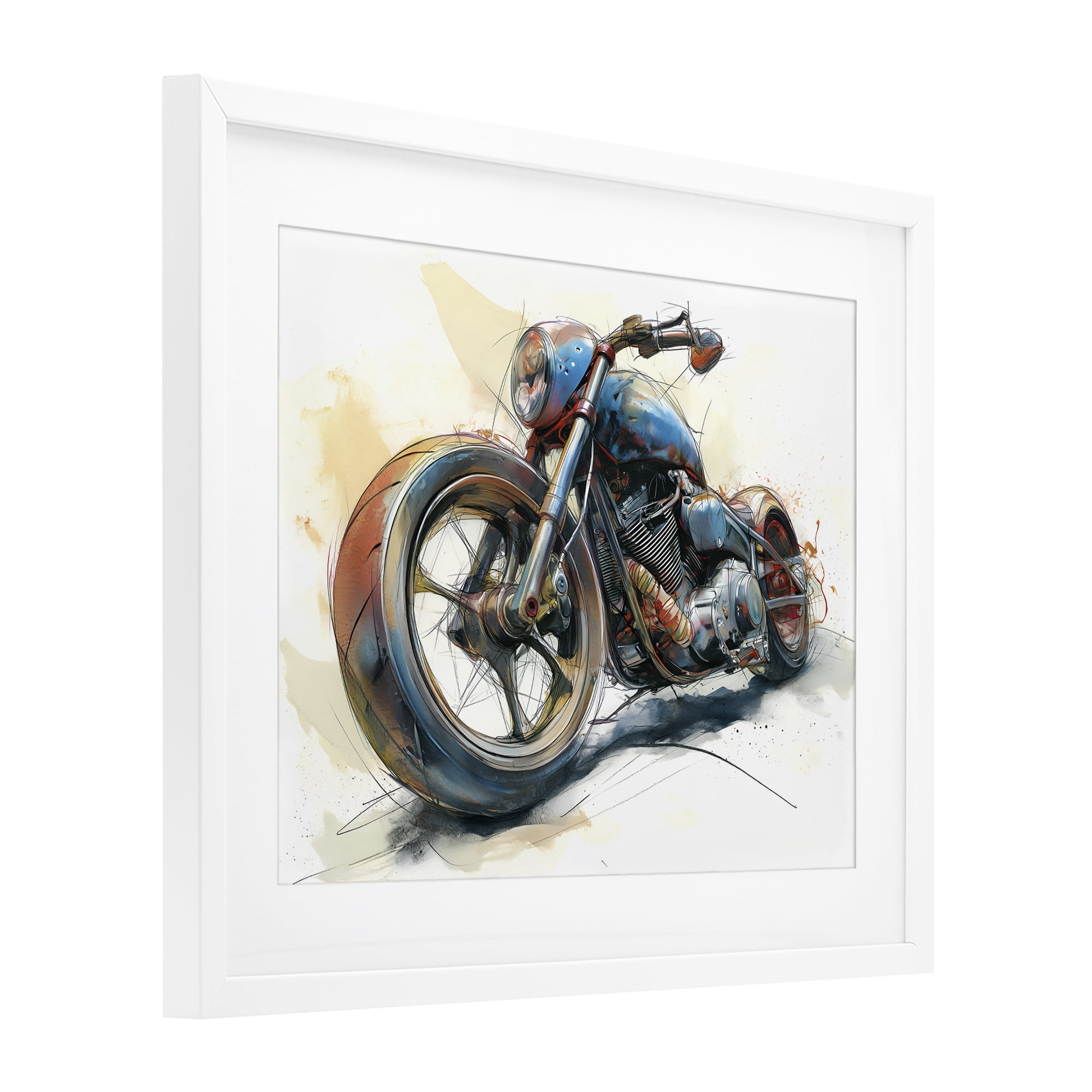 Stupell Industries Whimsical Motorcycle Concept White Framed Print Under Glass, design by Steve Hunziker