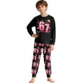 thumbnail image 2 of CUZIBR Girls Boys 67 Tracksuit Night Wear Long Sleeve Heart Graphic Soft Shirt Pants Sleep Clothing Two Piece Outfit For Toddlers Valentines Spring Travel Clothes Tracksuit,Black,6-7 Years, 2 of 4