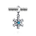 thumbnail image 2 of Bling Jewelry Womens Sterling Silver Frozen Winter Christmas Ice Blue Crystal Snowflake Dangling Bead CZ Charm for Bracelet, 2 of 4