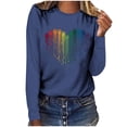 thumbnail image 2 of Pimelu Valentines Day Shirts Women Womens Valentines Day Tops Fashion Tie Dye Dog Paws Heart Print Pullover Sweatshirts Spring Ladies Crewneck Long Sleeve Tee Shirts, 2 of 5