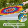 thumbnail image 6 of Colorful Rainbow Tie Dye Spiral Pattern Square Fitted Tablecloth with Elastic Edge,Square Table Cover,Washable Elastic Table Cover for Home Kitchen Party Decor 36"x36", 6 of 6