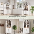 thumbnail image 5 of HSUNNS 71" Tall Kitchen Pantry Cabinet with Arched Glass Doors and Adjustable Shelves, Freestanding Modern Farmhouse Hutch Cupboard, Wooden Storage Cabinets for Kitchen Dining Room, White, 5 of 9