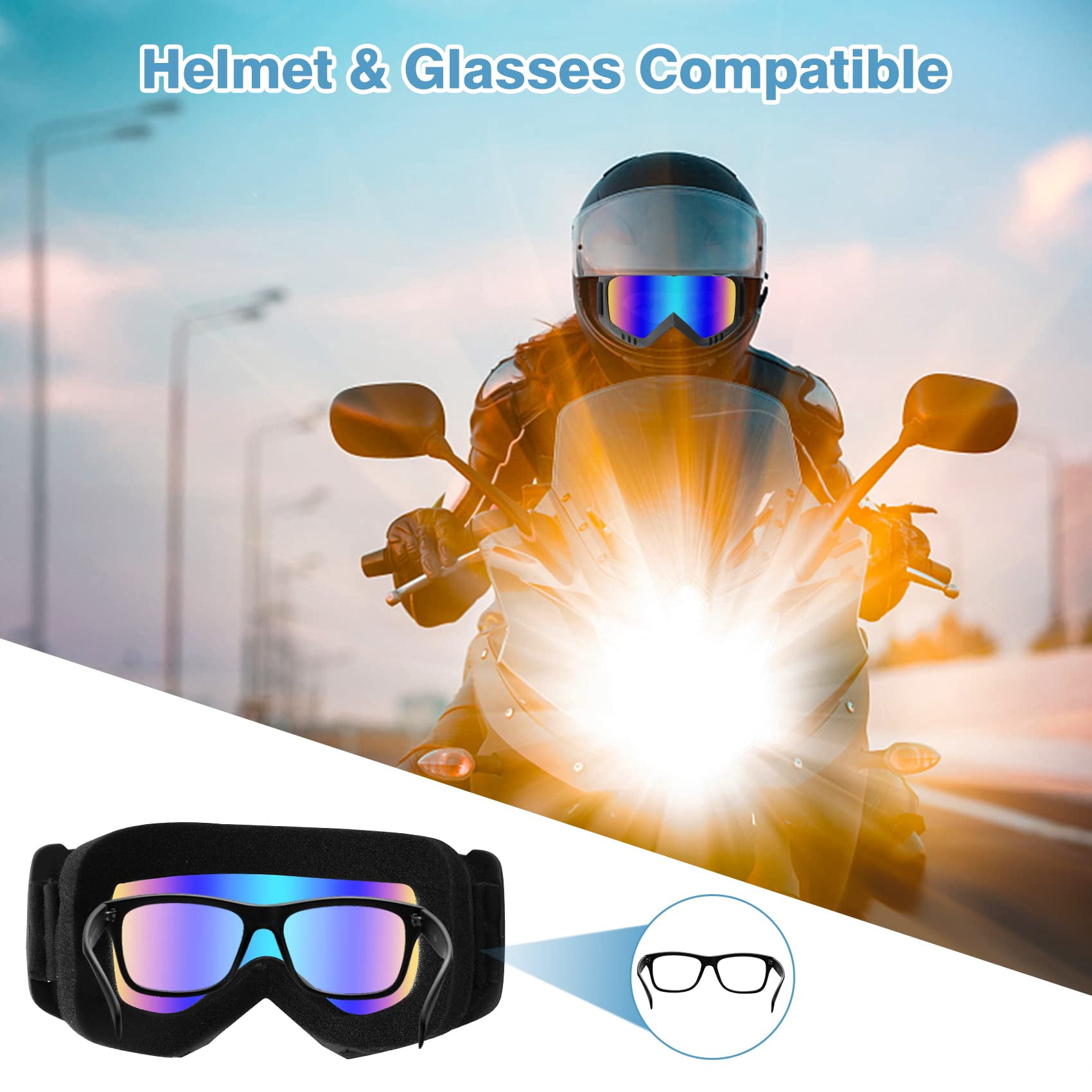 Dirt Bike Goggles 2 Pack - Motorcycle, ATV, Riding, Ski, Windproof Racing Glasses