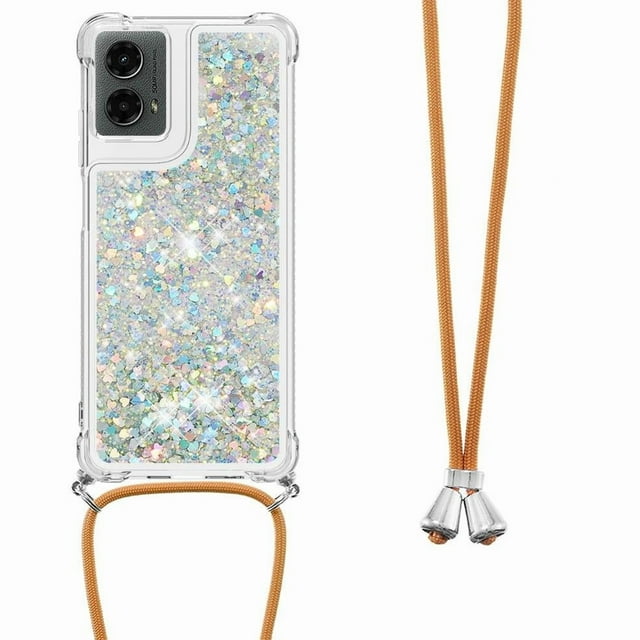 Funda FOXDOCK para Motorola Moto G 5G 2024 con Cuerda Ajustable, Brillo Líquido, Protección Antigolpes y Lente – Ideal para Regalo