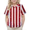 thumbnail image 4 of MKOSPLRT Independence Day Kids Tops 2-15 Years Striped Button Down Shirts Short Sleeve Red White and Blue Tshirts for Boys Girls, 4 of 9