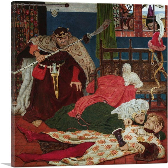 ARTCANVAS Death Of Sir Tristram 1864 Canvas Art Print by Ford Madox Brown - Size: 36" x 36" (1.50" Deep)