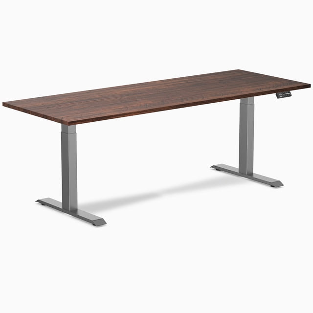 Desky Dual Softwood Sit Stand Desk - American Rustic Pine / 80 x 30 Inches / Space Grey