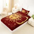 thumbnail image 4 of Homewish Bohemian Sun Moon Twin Sheets,Night Starry Sky Bedding,Red,3pcs,1 Fitted Sheet and 1 Pillowcase, 4 of 6