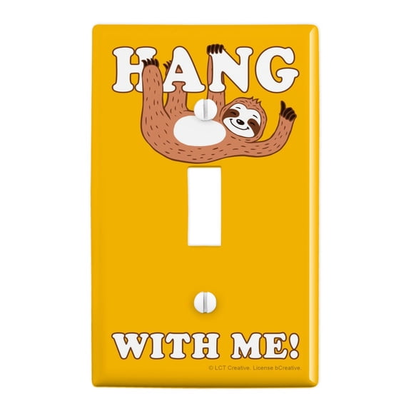 Hang with Me Sloth Hanging Funny Humor Plastic Wall Decor Toggle Light Switch Plate Cover