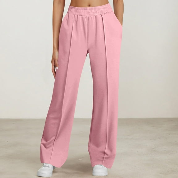Women's Wide Leg Dress Pants Elastic High Waisted Pleated Business Casual Loose Sweatpants with Pockets New Wide Leg Pants for Women Business Casual Pinky S