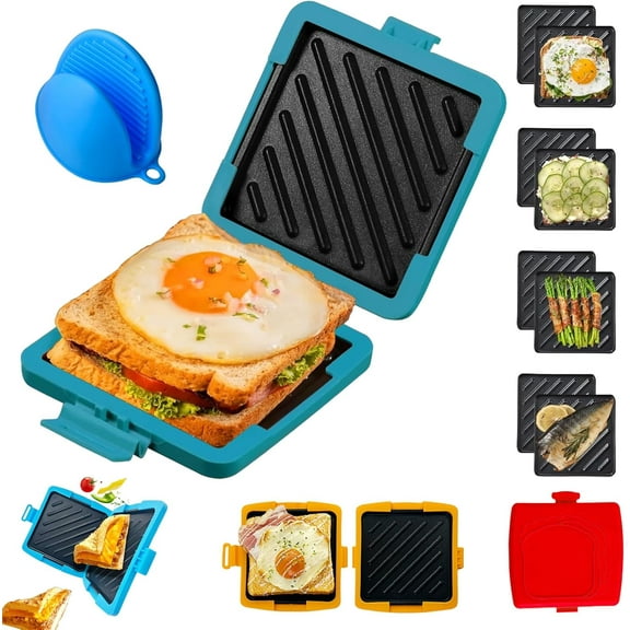 Toaster,Microwave Toaster, Sandwich Maker, Panini Maker, Dishwasher Safe,NO Electricity,Wireless,Time Saving,Fast,Toastie Safe in Microwave Oven(Blue, Microwave Sandwich Maker)