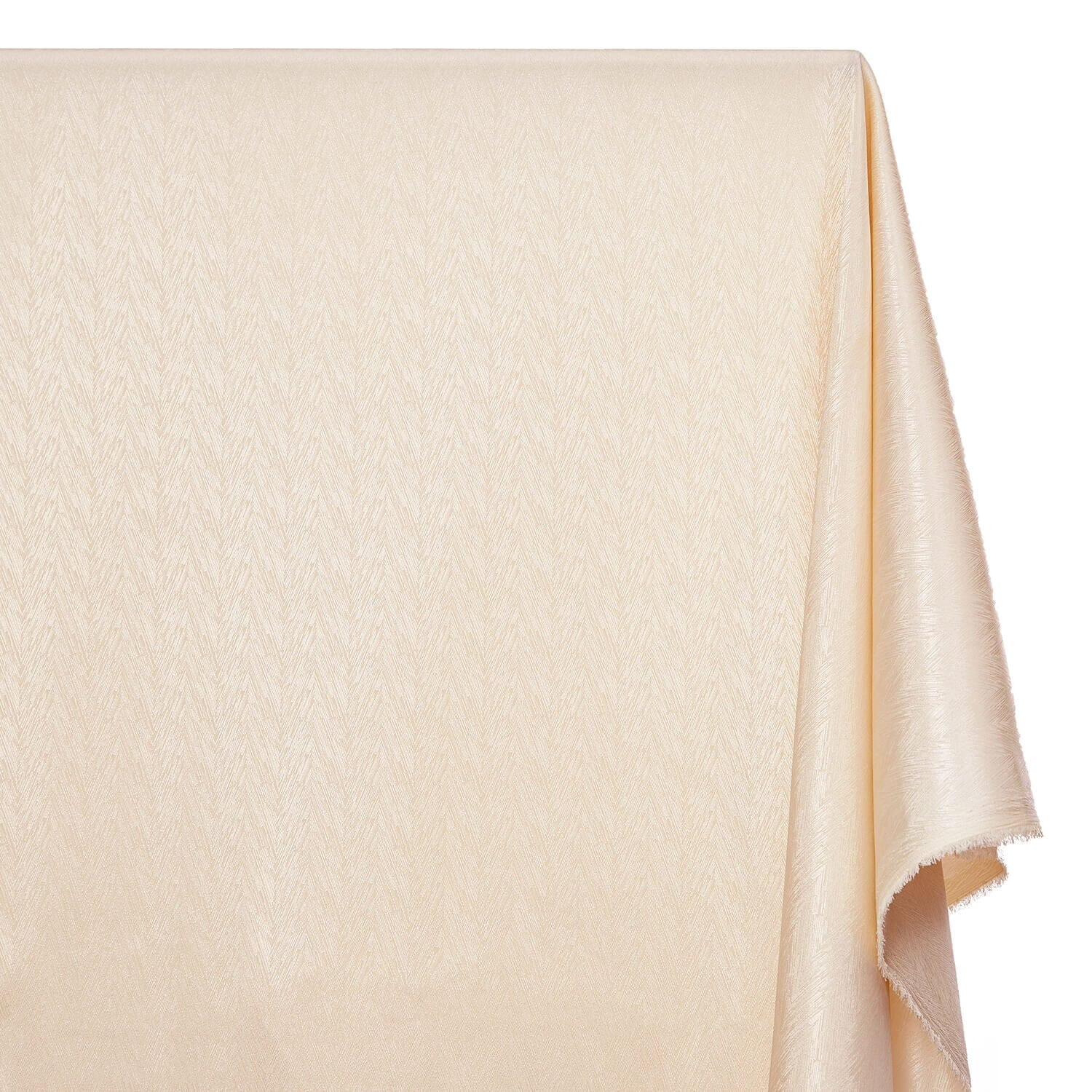 Striped Herringbone Shiny Polyester Stretch Lightweight Satin Jacquard Fabric By The Yard - For Sewing Apparel, Accessories, & Home Décor - Beige (1 Yard)