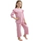 thumbnail image 2 of Conjuntos de ropa de casa para niños con cuello redondo y mangas voladoras, pijamas casuales y cómodos de color sólido, conjunto de dos piezas para niñas bebés, ropa con aire acondicionado, conjunto d, 2 of 5