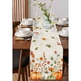 thumbnail image 2 of Orange White Pumpkins Fall Burlap Cotton Table Runner 13x36 Inches Short, Thanksgiving Botanical Leaves Farmhouse Table Runners, Outdoor Dining Tablecloths Decor for Baby Shower/Party/Wedding, 2 of 6