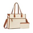 thumbnail image 1 of Bolsa para portátil LOVEVOOK para mujer, de lona de 15,6 pulgadas con bolso de mano, color beige, 1 of 8