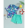 thumbnail image 2 of Bagilaanoe 2pcs Toddler Baby Boys Short Pants Set Print Short Sleeve Shirt Tops + Shorts 6M 12M 18M 24M 3T 4T Kids Casual Summer Outfits, 2 of 8