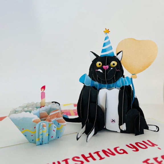 Purr-fectly Sweet WOWPOP CARD - 3D Pop Up Card for Birthday, Travel Gift, Handmade Laser Cut Greeting Card, Greeting Card for all Occasions, Congratulations, Birthday, Thank you, Baby