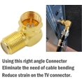 thumbnail image 3 of Conector coaxial en ángulo recto, chapado en oro, forma de L, tipo F, adaptador coaxial RG6 (paquete de 4), macho a hembra, 90 grados, 3 of 3