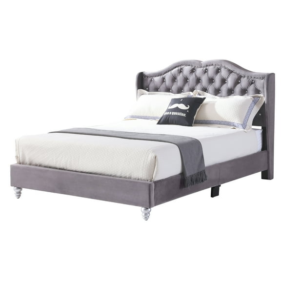 Passion Furniture Joy Gray Full Upholstered Panel Bed