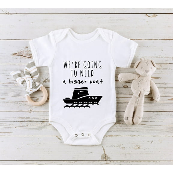 Baby Announcement Onesie, We'Re Going To Need A Bigger Boat Onesie, Baby Announcement, Boating Themed Bodysuit Cool Baby Clothing, Cute Baby Onesie, BABY BODYSUIT LAT 4424