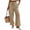 Khaki01, variant on Women's Drawstring Striped Pants Loose Wide Leg Casual Low Waist Pants Comfy Loungewear Trousers with Pockets Green