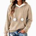 thumbnail image 4 of Iyufng Women's Fuzzy Fur Trim Hoodies Pom‑pom Drawstrings Long Sleeve Loose Casual Pullover Sweatshirts with Kangaroo Pocket, 4 of 9