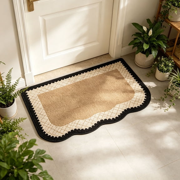 Cozival Non-Absorbent Bathroom Floor Mat - Soft Flannel Shower Rug, Machine Washable, Entryway Doormat Decor Rug, Farmhouse Style, for Home, Kitchen, Bedroom & Living Room, Multiple Patterns