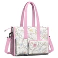thumbnail image 2 of Teacher Tote Bag,Pioneer Flower Floral Print Pattern Teacher Utility Tote Bag,Large Work Tote Bags for Women with Multiple Pockets,Top Zipper Closure,13.8x10.6x6.7 Inch, 2 of 5