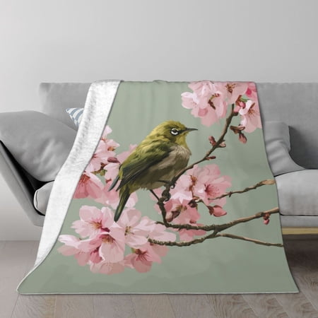Cherry Blossom Blanket Botanical Animal Throw Spring Sakura Soft Flannel Cozy Blanket for Living Room 50×40 Cherry Blossom Blanket Botanical Animal Throw Spring Sakura Soft Flannel Cozy Blanket for Living Room 50×40