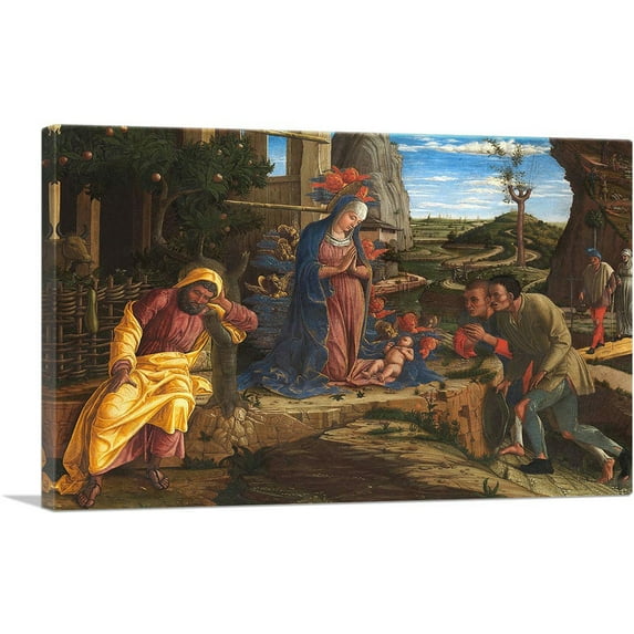 ARTCANVAS The Adoration Of The Shepherds 1450 Canvas Art Print by Andrea Mantegna - Size: 18" x 12" (1.50" Deep)