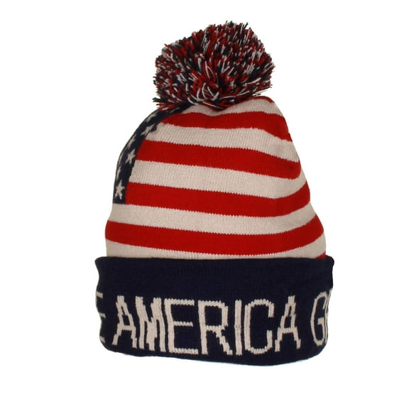 Trump Beanie Ski Cap Hat - Keep America Great Again, USA Flag Design, MAGA Winter Beanie Hat
