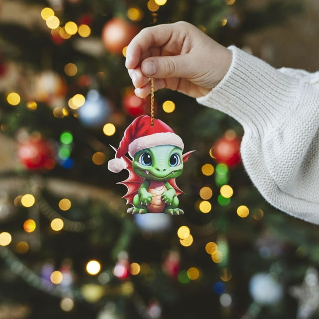 2D Cartoon Cute Christmas Acrylic Holiday Tree Decoration Pendant For Car Interior Festive Ornament