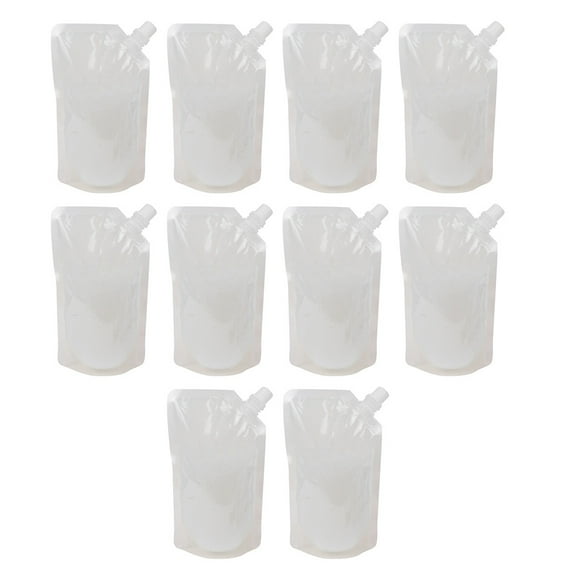 Niceauty 50Pcs Reusable White Plastic Drink Bags with Screw Lid for Portable Beverage Storage