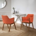 thumbnail image 2 of Renzo Orange Fabric and Walnut Wood Dining Side Chairs - Set of 2, 2 of 8